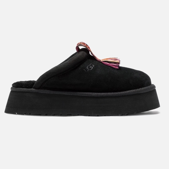 UGG Tazzle Shaded Clover Suede UGG plush-Braided Tassel Slip-on Mule Shoes - Picture 4 of 6